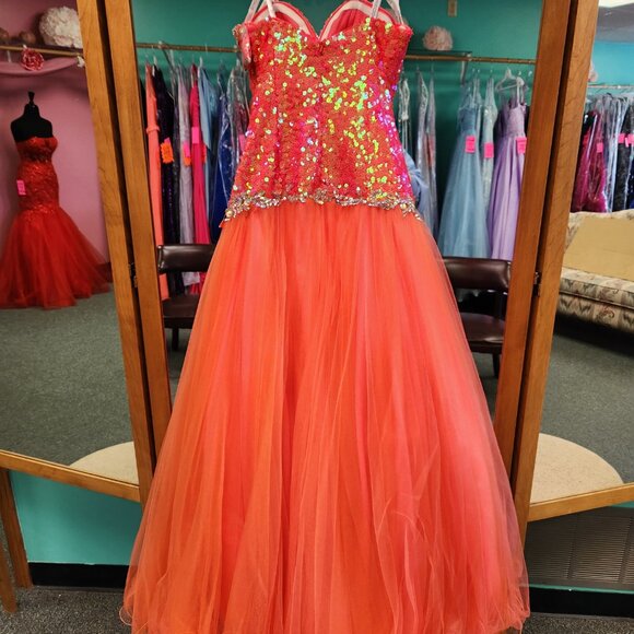 Precious Formals O10572 Size 2 Coral Prom Dress/Evening Gown - Picture 6 of 8